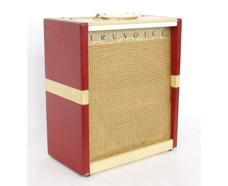 Selmer Truvoice TV12/T guitar amplifier, made in England, circa 1960, with cream and red tolex