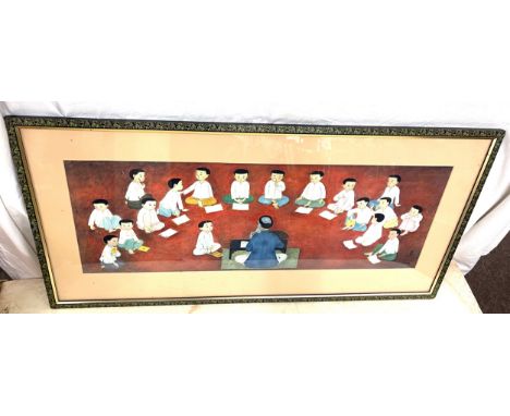Large framed Mai Thu print "La Classe" measures approx 36" by 17" 