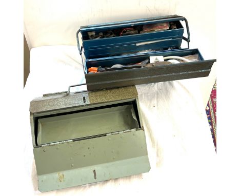 2 metal tool boxes with contents 