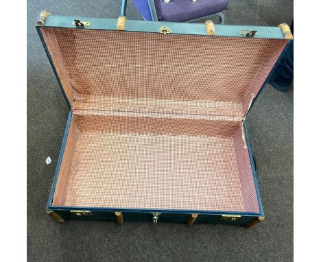 Vintage wood banded traveling trunk 