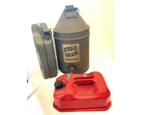 3 Vintage petrol cans, Esso etc 