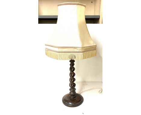 Oak barley twist candle stick lamp 