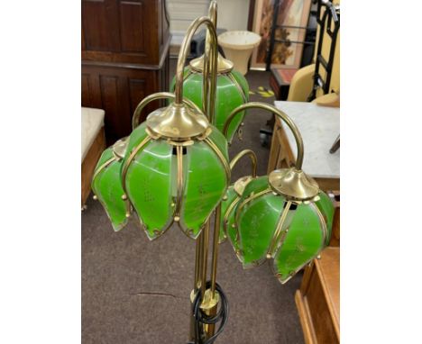 Vintage 5 way green glass standard lamp 