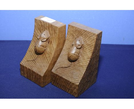 Pair of Oak Robert Thompson 'Mouseman' bookends