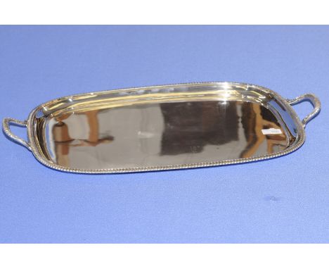 Extremely large Sheffield 1921 silver hallmarked twin handled serving tray with makers mark R & S, approx 96oz (width 64cm)