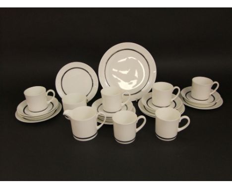 A collection of Wedgwood Susie Cooper design Charisma pattern tea service including cake plate, milk jug, sugar bowl, six cup