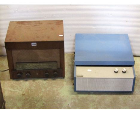 A vintage Philips mains record player model number 8552 with walnut veneered case together with a further Steepletone portabl
