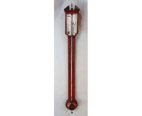 Good quality 19th century kingwood and marquetry stick barometer by Somalvico &amp; Co inscribed 'No 256', 100cm high