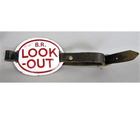 WWII B.R. Lookout enamel blade on original leather strap