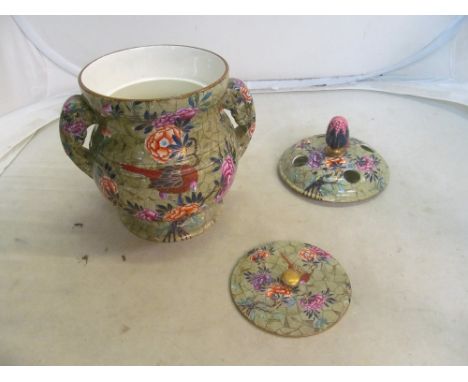 A Spode transfer printed pot pourri with pierced lid (a/f) and inner lid