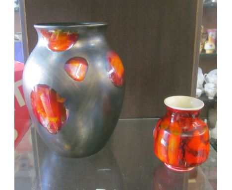 A Poole large living glaze vase and small 1960's orange vase