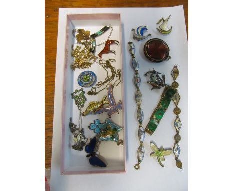 A Teme Sterling silver and enamel necklace and other enamel jewellery