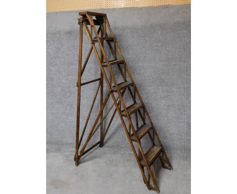 An vintage patent lattistep library step ladder from Hatherley Jones. H.180cm 