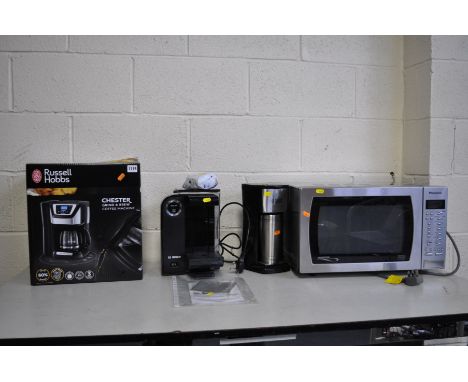 A PANASONIC MICROWAVE, with stainless steel case, a Russell Hobbs coffee machine, a Bosch Coffee Machine, a sealed in box Rus