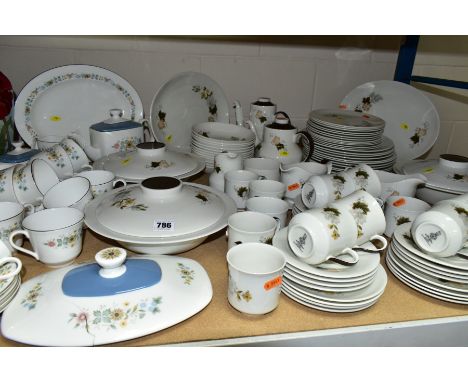 ROYAL DOULTON 'WESTWOOD' TWELVE PLACE DINNER SERVICE, comprising four tureens, tea and coffee pots, milk, sugar, teacups, sau