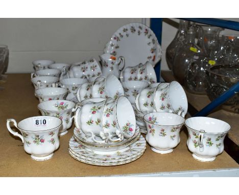 A QUANTITY OF ROYAL ALBERT WINSOME TEA WARES, including seconds, comprising a bread and butter plate, milk jug, sugar bowl, t