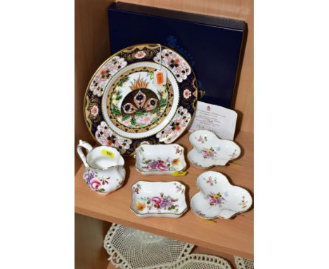 A SMALL GROUP OF ROYAL CROWN DERBY, comprising boxed limited edition 1997 Christmas plate, No. 1663/1750, first of a series o