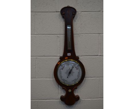 A VICTORIAN WALNUT WHEEL BAROMETER, height 101cm