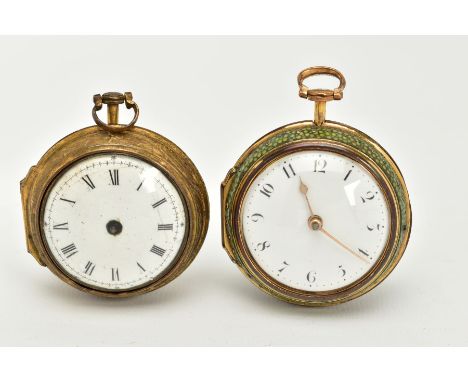 TWO EARLY 19TH CENTURY GILT METAL PAIR CASED POCKET WATCHES, a shagreen pair cased verge pocket by Neale, Leandenhall Street 