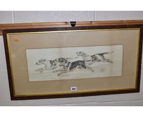 HUNTING RELATED PICTURES , comprising Henry Frederick Lucas - Lucas sketch of hunting dogs, initialled and dated 16/3/79, siz