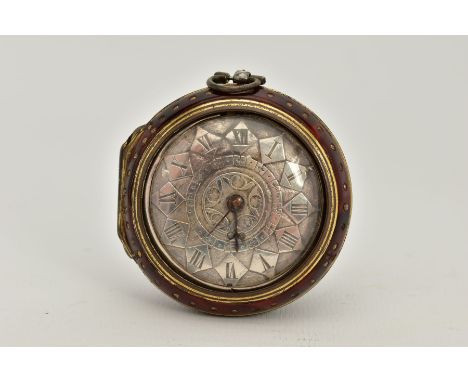AN EARLY 19TH CENTURY GILT METAL AND TORTOISESHELL PAIR CASED VERGE POCKET WATCH by J W Lancaster, No. 928, the white enamel 