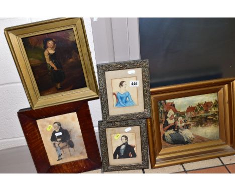 A PAIR OF VICTORIAN WATERCOLOUR AND PENCIL PORTRAITS OF A GENTLEMAN AND A LADY, initialled J.R.N., framed size approximately 