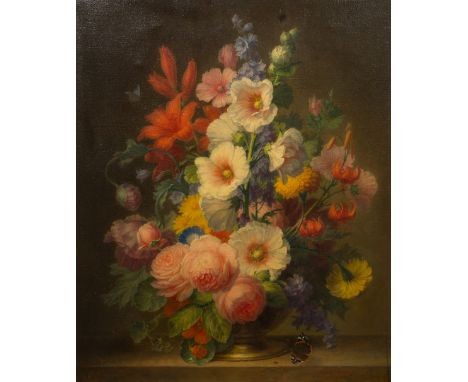 IRENE M WARD (19th/20th century) BritishFloral Still LifeOil on canvasSigned53 x 64 cm, framed   CONDITION REPORTS:  Generall