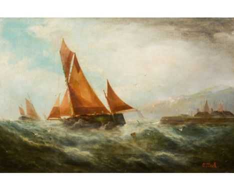 OCTAVIUS T CLARK (1850-1921) BritishShipping in Choppy WatersOil on canvasSigned60 x 39.5 cm, framed   CONDITION REPORTS:  Ge