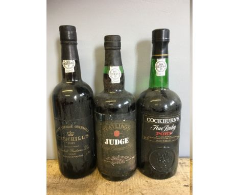 Churchill's Finest Vintage Character PortSingle bottle; together with Peatlings Judge Vintage Character Port, single bottle; 