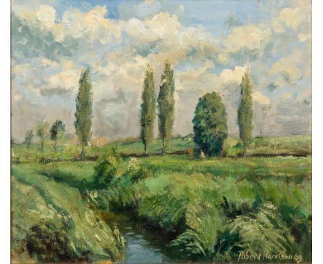 ROBERT HARRISON (20th century) (AR) Figures in Landscape Oil on canvas Signed and dated 69 45 x 39.5 cm, framed CONDITION REP