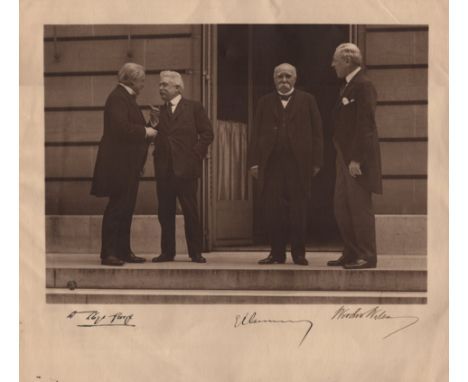 BIG FOUR THE: A very fine, large vintage signed sepia 16 x 14.5 photograph by three members of The Big Four (also referred to