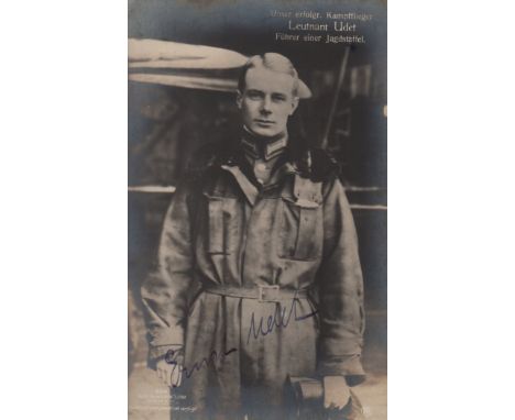 UDET ERNST: (1896-1941) German Oberleutnant of World War I, a Flying Ace officially credited with 62 victories, thereby makin