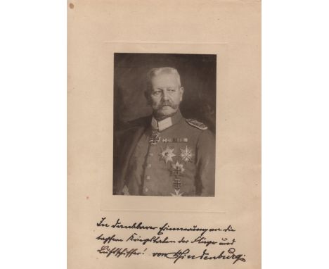 HINDENBURG PAUL VON: (1847-1934) German Generalfeldmarschall and Statesman who commanded the German military during the secon