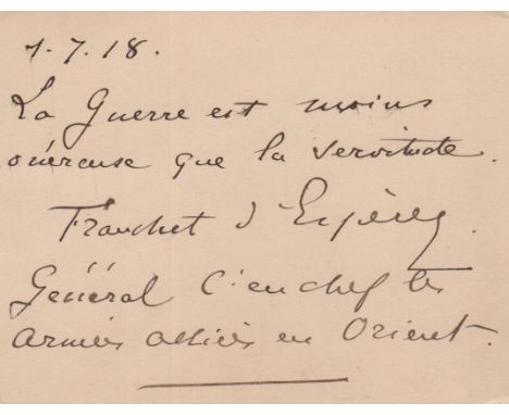 FRENCH MILITARY: Small selection of signed cards etc., all with additional holograph sentiments or notes, by various French a