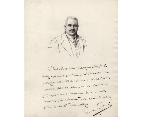 NITTI FRANCESCO SAVERIO: (1868-1953) Italian Economist, Prime Minister of Italy 1919-20 during which time he had to deal with