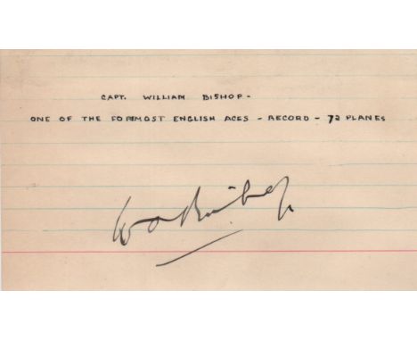 BISHOP WILLIAM AVERY: (1894-1956) Canadian Air Marshal, a Flying Ace of World War I officially credited with 72 victories, th