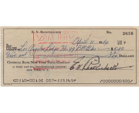 RICKENBACKER EDDIE: (1890-1973) American Fighter Ace of World War I, officially credited with 26 victories, thus making him A