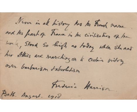 LITERATURE: A selection of World War I dated A.Ls.S., T.L.S. (1), a few autograph quotations signed etc., by various writers,