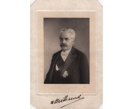 MILLERAND ALEXANDRE: (1859-1943) French Prime Minister 1920 and President 1920-24. Millerand served as French Minister of War