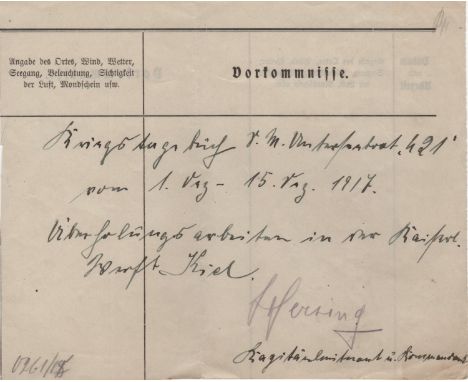 HERSING OTTO: (1885-1960) German Korvettenkapitan of World War I, a U-boat Commander who, in September 1914, whilst in comman