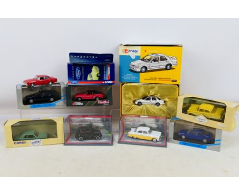 Minichamps - Corgi - Hongwell - a collection of 8 boxed diecast cars and 1 unboxed to include: 2 Corgi Classic Vehicles Ford 