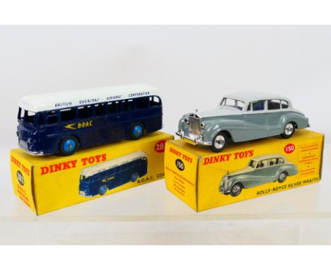 Dinky Toys - Two boxed Dinky Toys. Lot consists of Dinky Toys #150 Rolls Royce Silver Wraith in two-tone grey, with suspensio