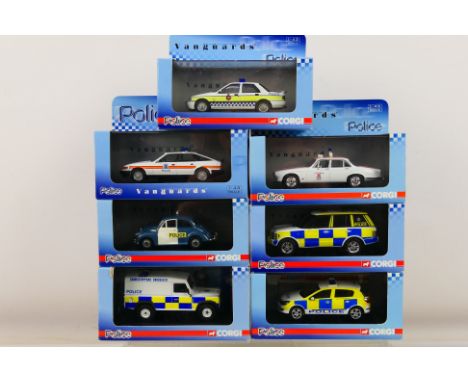 Vanguards - A boxed collection of seven Limited Edition diecast model Police vehicles from Vanguards. Lot includes VA09001 Ro