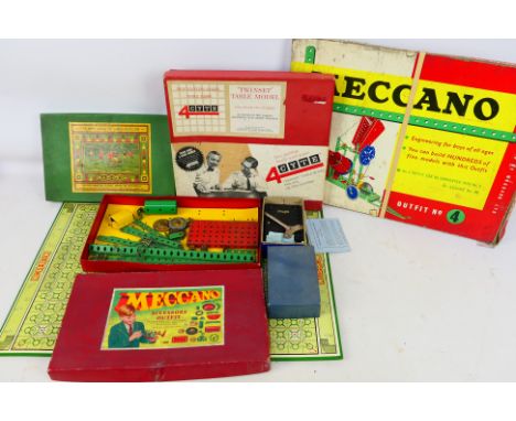 Meccano - Car-Soc - An assortment of Meccano and vintage games to include c1930s "Car Soc" Card Soccer game with board, 1960s