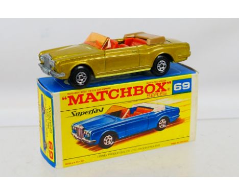 Matchbox - Superfast - A boxed Rolls Royce Silver Shadow Drophead in gold with amber windscreen, tan hood and yellow base # 6