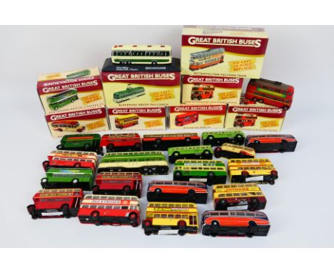 Atlas Editions - A fleet of 29 predominately unboxed diecast model buses and trams from Atlas Editions. Lot includes #4655113