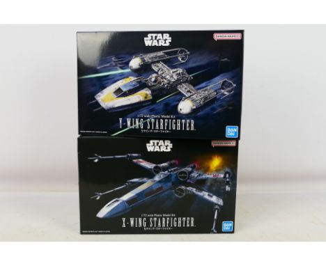 Bandai - Star Wars - 2 boxed model kits comprising a 1:72 scale model X-Wing Starfighter 5064103 and a 1:72 scale model Y-Win