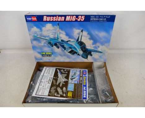 Hobby Boss - a boxed 1:48 scale model kit Russian MiG-35 81787. The kit appears to be mint with parts in sealed bags, instruc