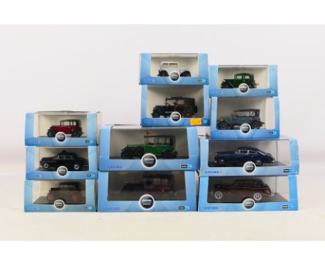 Oxford Diecast - A boxed collection of 11 diecast model cars in 1:43 scale by Oxford Diecsat. Lot includes #ASS003 Austin Sev