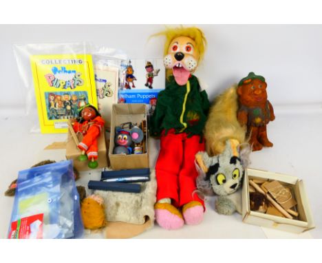 Pelham - Chad Valley - Pedigree - Others - A collection of unboxed vintage puppets and soft toys with some Pelham Puppet rela